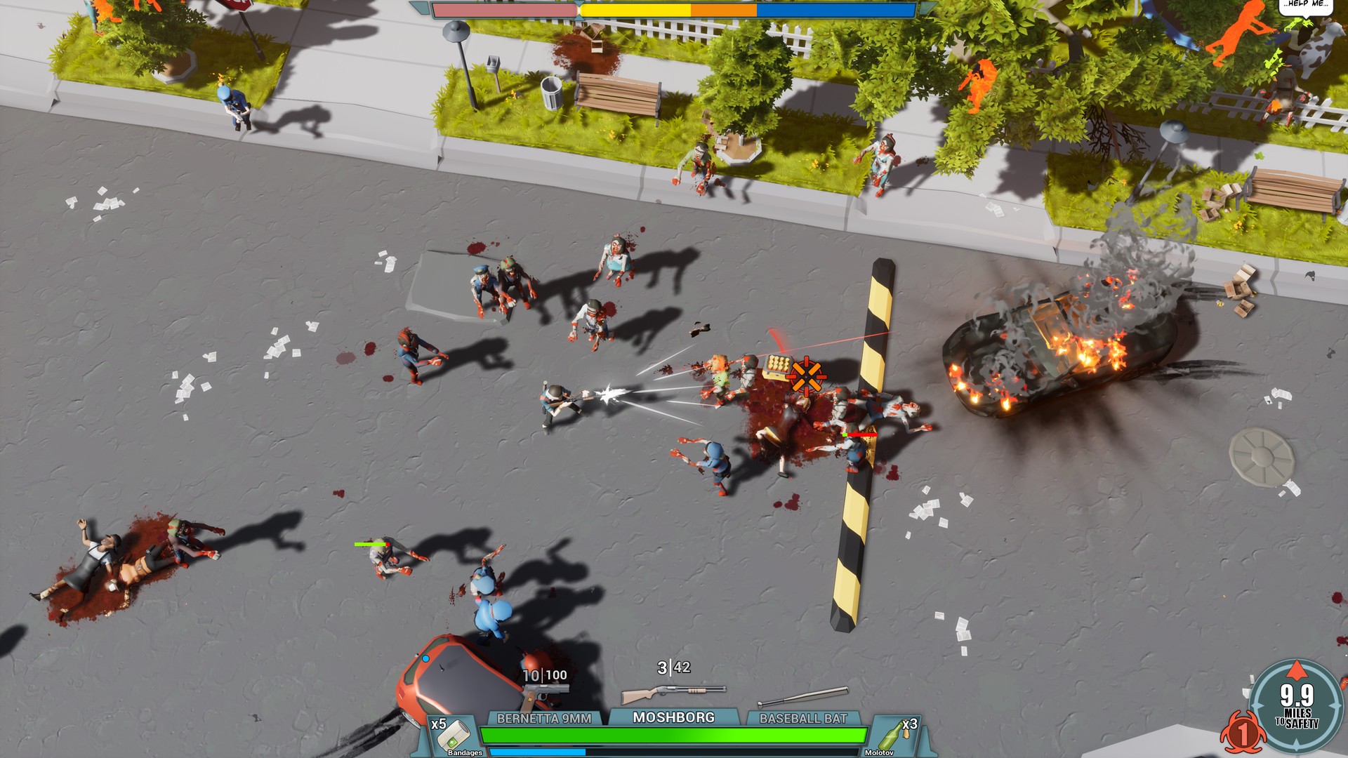 10 Miles To Safety, 10 Miles To Safety Review, Action, Early Access, Gore, indie, PC, PC Review, Roguelike, strategy, Trickjump Games